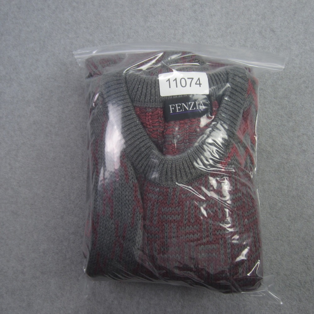 Vtg FENZIA Sweater Mens Large Geometric Wool Blend Long Sleeve Knit Grandpa - Picture 13 of 13
